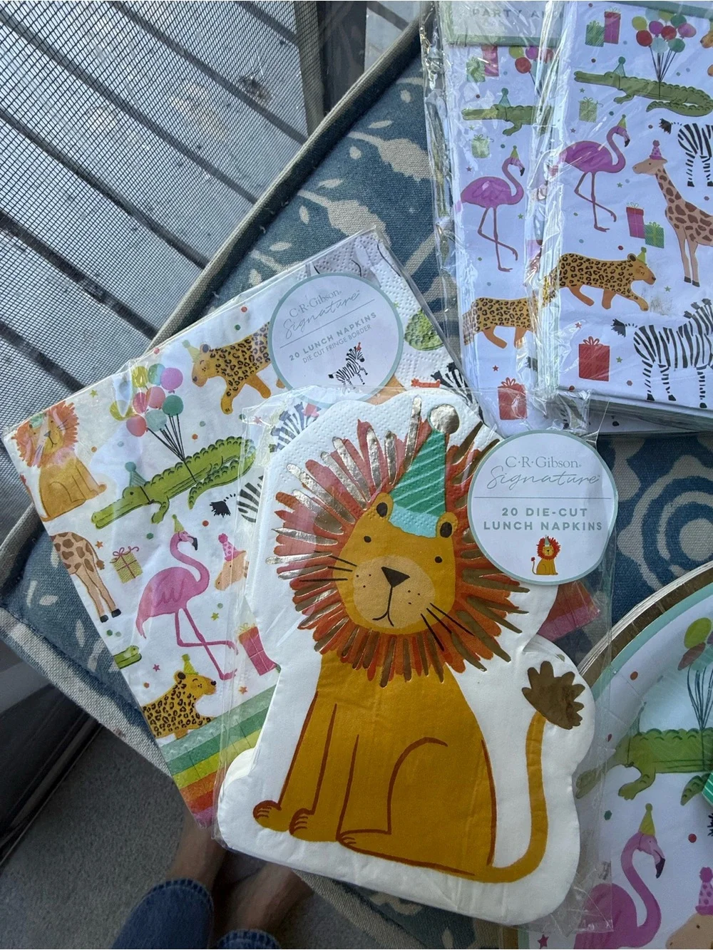 Wallis Jungle Animal Party Plates, Cups & Peel-and-Stick Decals - Green Accents